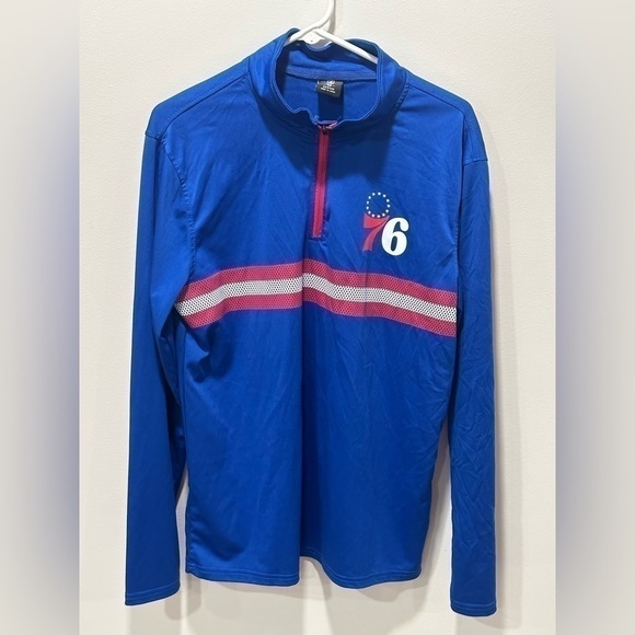 Nba Philadelphia 76’ers 1/4 Zip Long Sleeve Shirt Size Medium - Picture 1 of 4